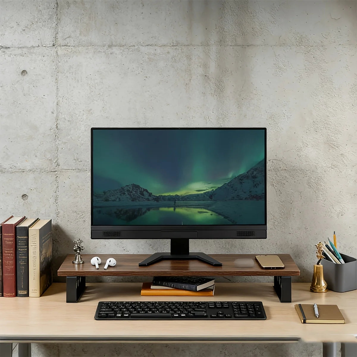 Deskoze Furu Steel-Frame Walnut Monitor Riser by Deskoze, view 3