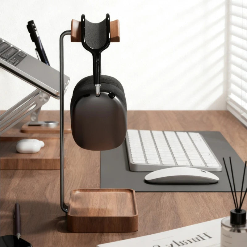 Deskoze Hvile Walnut Headphone Stand with Tray by Deskoze, view 2
