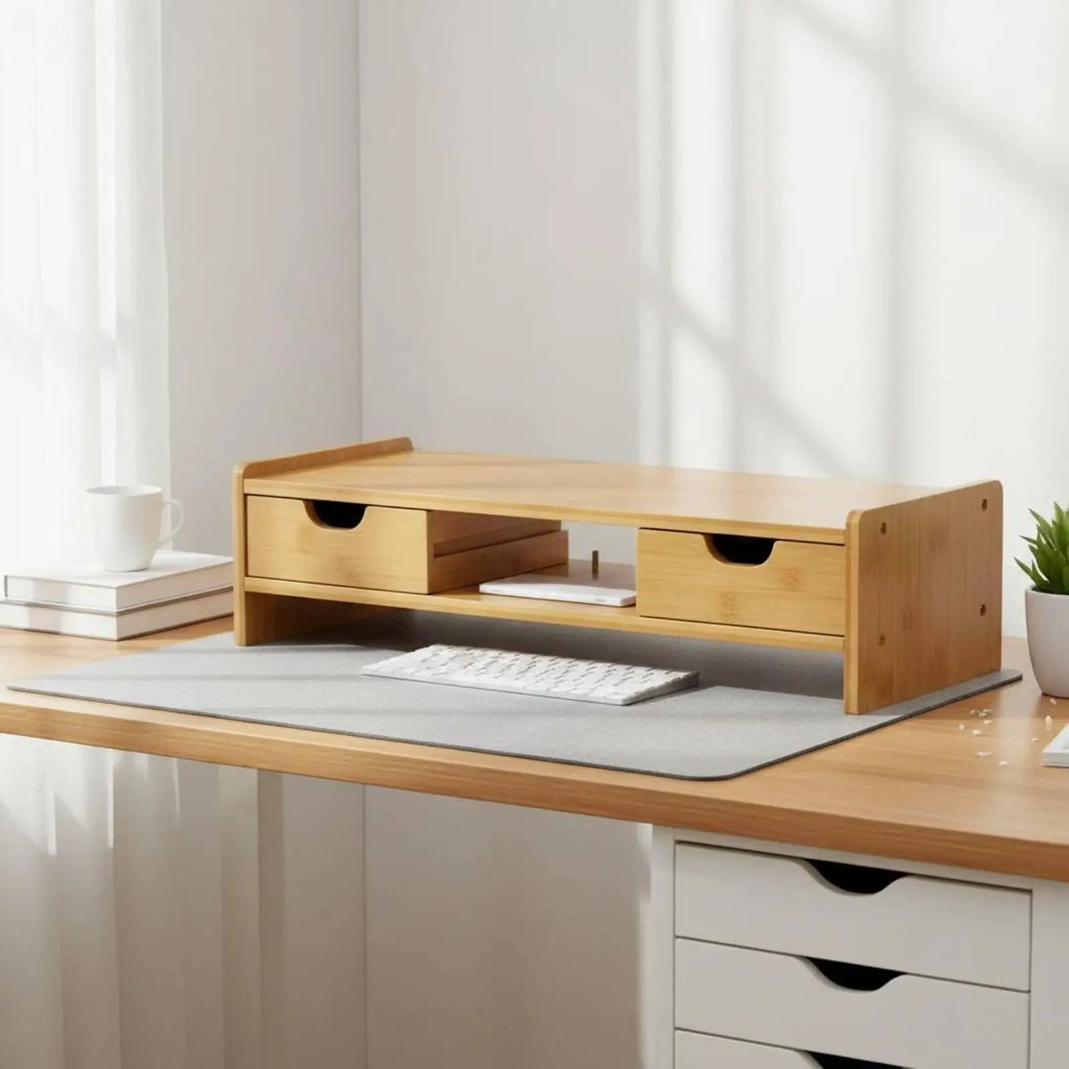 Deskoze Skuff Bamboo Drawer Monitor Riser by Deskoze, view 3