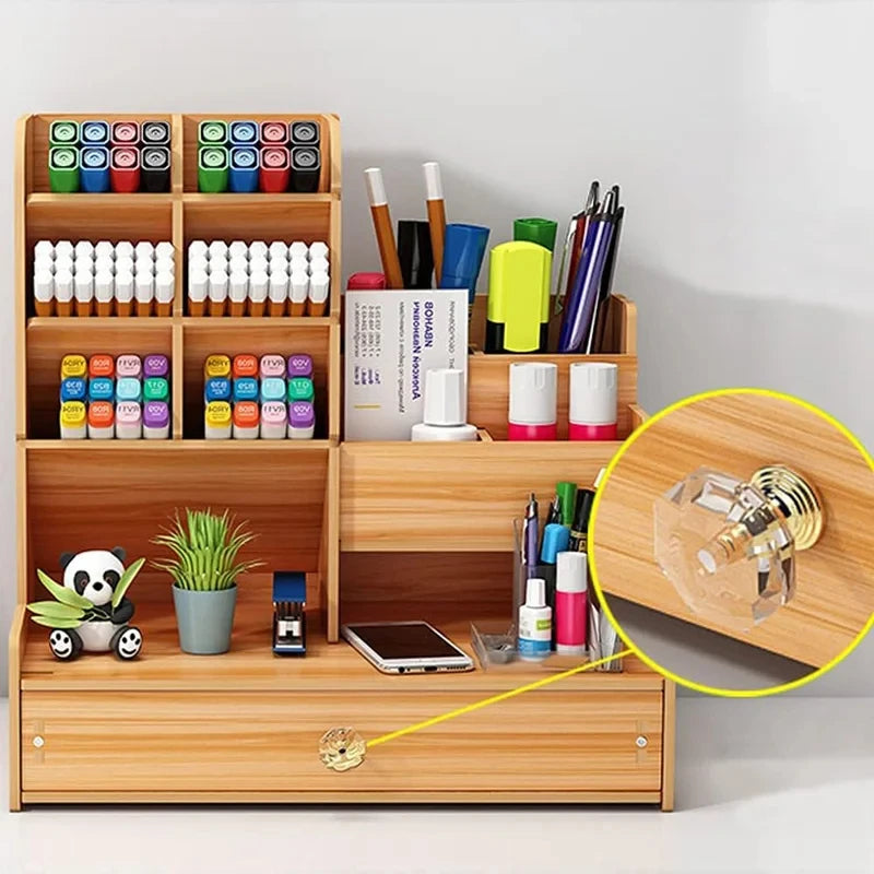 Deskoze Arkiv Wooden Desk Organiser with Drawer by Deskoze, view 3