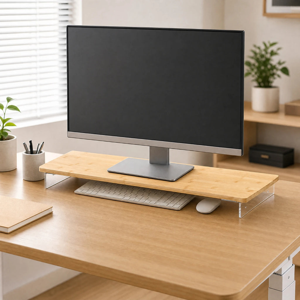 Deskoze Svev Floating Bamboo Monitor Shelf by Deskoze, view 3