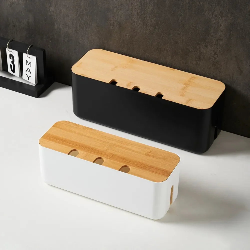 Deskoze Gjem Bamboo-Lid Cable Box by Deskoze