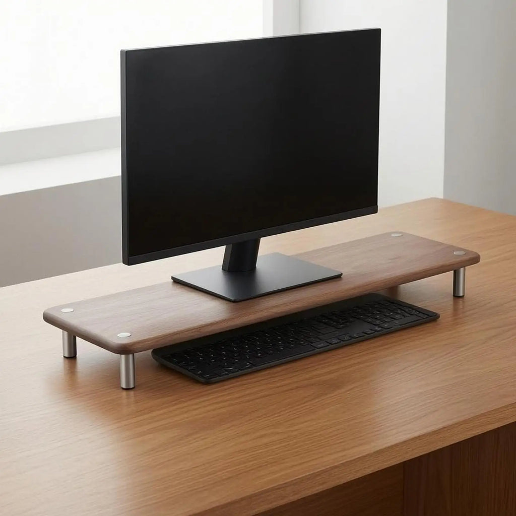 Deskoze Ro Walnut Floating Monitor Shelf by Deskoze