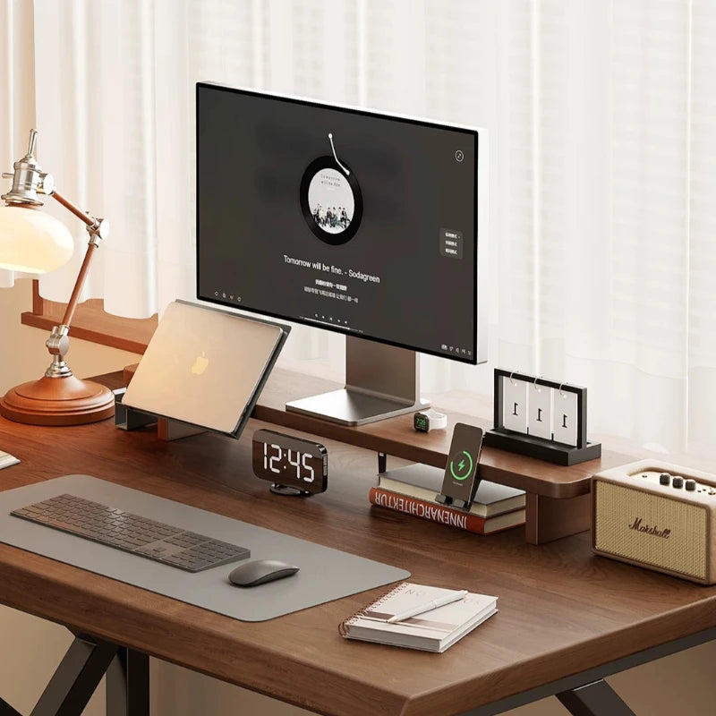 Deskoze Lag Modular Walnut Monitor Riser by Deskoze