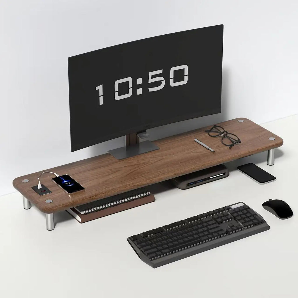 Deskoze Gnist Charging Wood Monitor Shelf by Deskoze, view 2