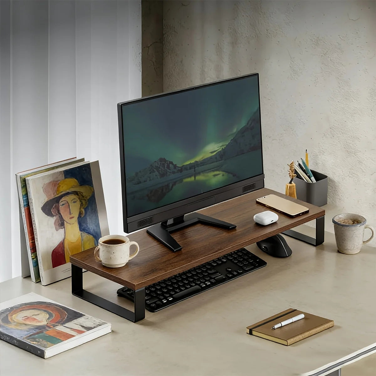 Deskoze Furu Steel-Frame Walnut Monitor Riser by Deskoze, view 5