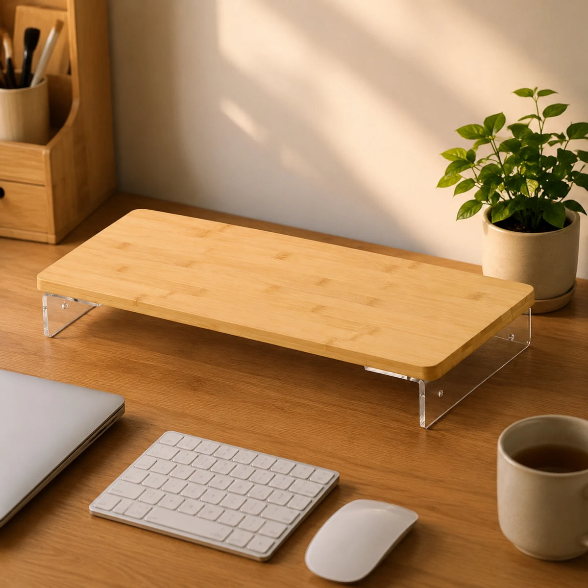 Deskoze Svev Floating Bamboo Monitor Shelf by Deskoze, view 4