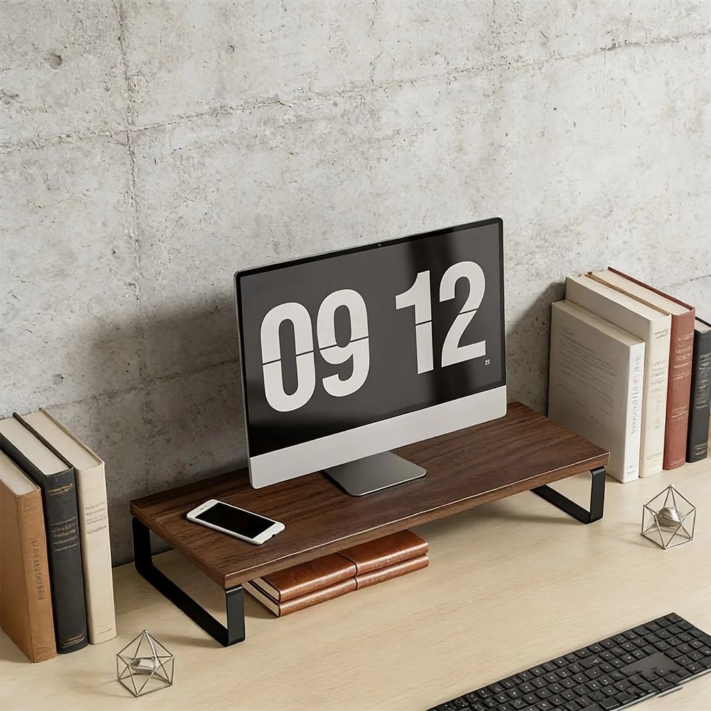 Deskoze Furu Steel-Frame Walnut Monitor Riser by Deskoze