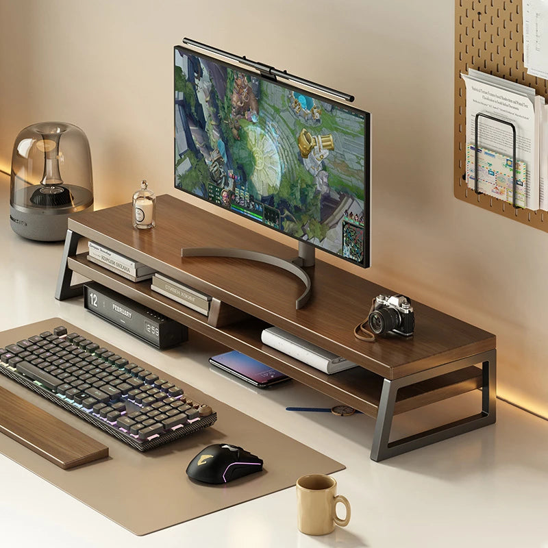 Deskoze Eik Two-Tier Long Monitor Shelf by Deskoze