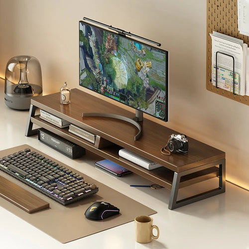 Deskoze Eik Two-Tier Long Monitor Shelf by Deskoze