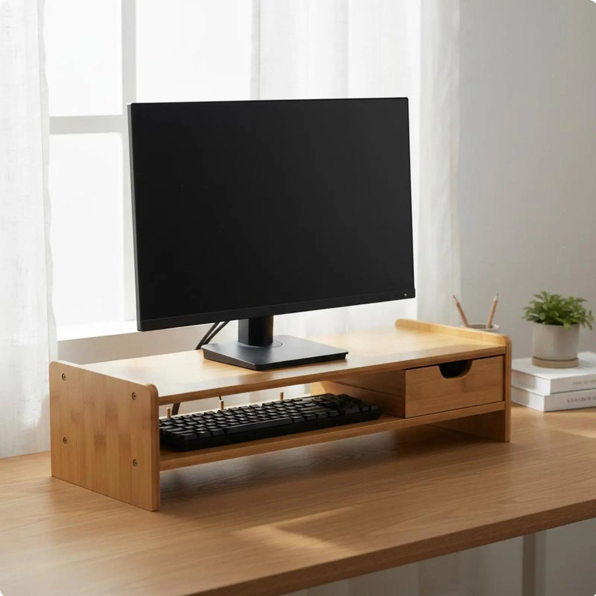 Deskoze Skuff Bamboo Drawer Monitor Riser by Deskoze, view 4