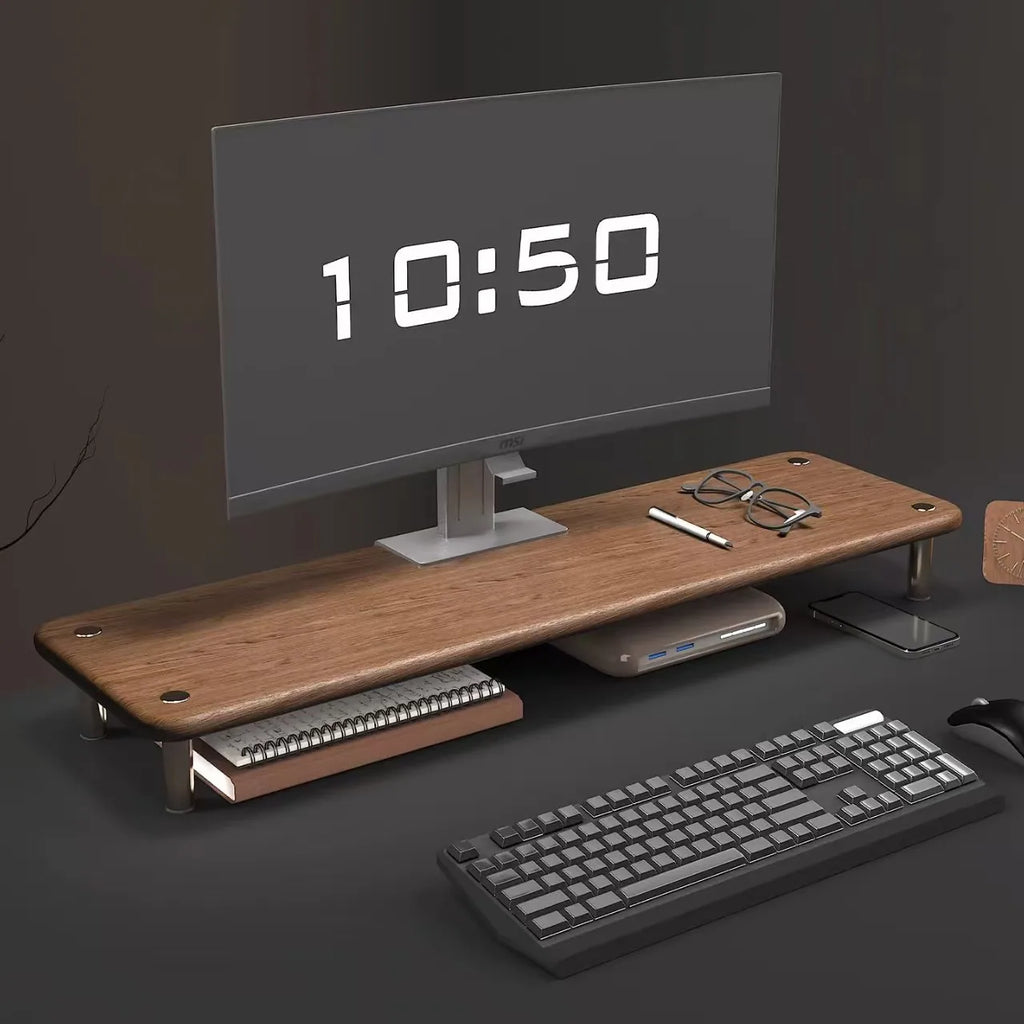 Deskoze Gnist Charging Wood Monitor Shelf by Deskoze