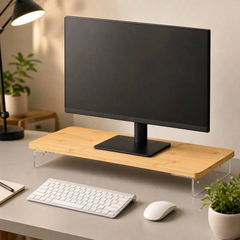 Deskoze Svev Floating Bamboo Monitor Shelf by Deskoze, view 6