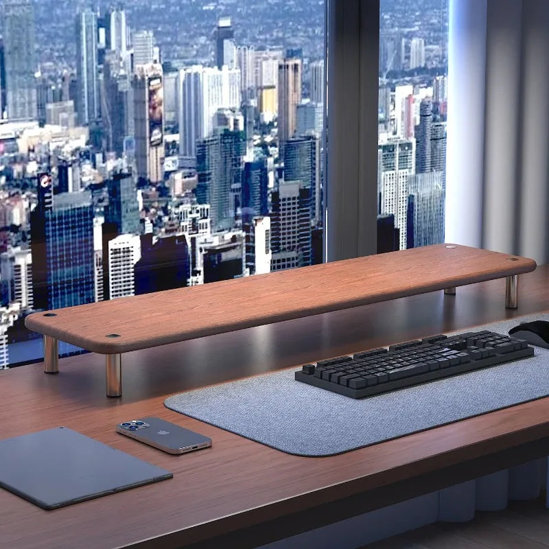 Deskoze Bro Chrome-Leg Walnut Monitor Shelf by Deskoze, view 3